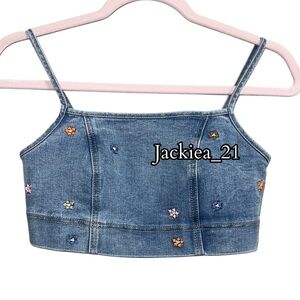 💙❤️ Embroidered Denim Crop Top size small